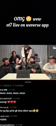 omg 😱 wow ot7 live on weverse app 🥰 #bts #army #short #trending #jk #rm #jin #jimin#suga#taehyung