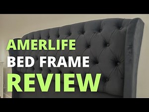 AMERLIFE Queen Size Platform Bed Frame, Velvet Upholstered Sleigh Bed with Scroll Wingback Review