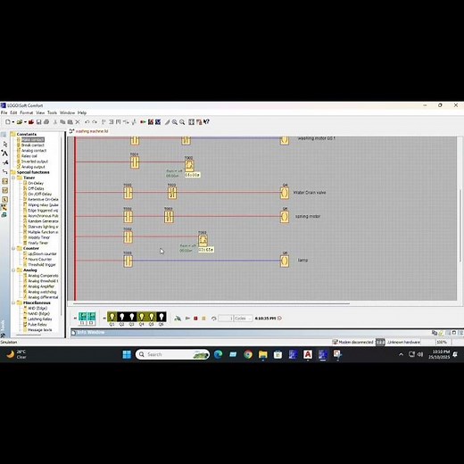 Basic Programme of Washing Machine using Ladder Diagram
