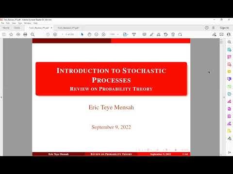 Stochastic Processes || Review on Probability Theory ||Tutorial 2 (A)