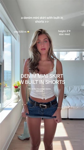 my fave denim mini skirt with built in shorts!!