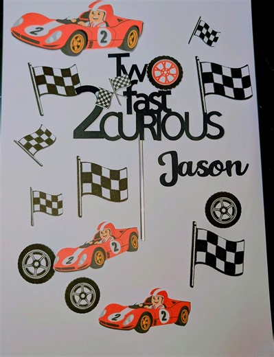 Personalized Race Car Cake Topper Set • Two Fast Two Curious Birthday - Etsy