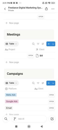 Freelance Digital Marketing System Notion Template
