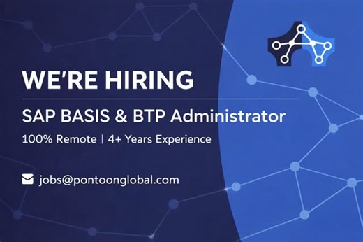 Pontoon Global Solutions on Instagram: "🚀 Hiring: SAP BASIS & BTP Administrator | 100% Remote Experience: 4+ Years Work Mode: 🌍 100% Remote We are seeking an experienced SAP BASIS & BTP Administrator to manage and support SAP on-prem and cloud landscapes. Key Skills: SAP BASIS administration (ECC, S/4HANA, BW/4HANA, NetWeaver – ABAP & Java) SAP HANA installation, configuration & administration SAP Cloud Connector, Web Dispatcher (HA), ASCS clustering SAP system upgrades, migrations & RISE with