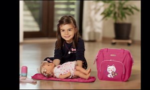 HappyVk- Baby Doll Diaper Bag with Changing Pad -Cat Luminous Embroidery | Toy Diaper Bag, Reborn Baby Doll Accessories, Realistic Pretend Play Diaper Bag, Toy Handbag for Girls, Baby Doll Stuff