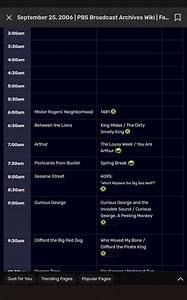 PBS Kids Schedule Archive - September 24, 2006 - September 25, 2006