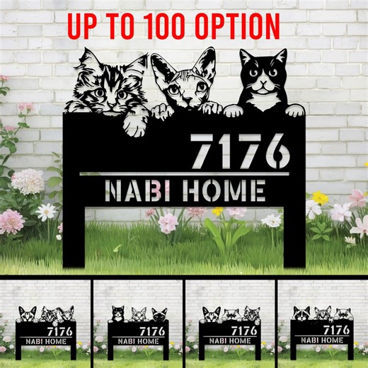 Personalized Metal Dog Address Sign, House Number Plaque, Yard Decor up to 100 Breeds - Etsy