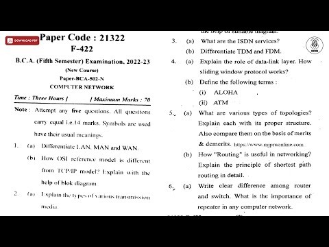 BCA 5TH SEM COMPUTER NETWORK 2023 | MJPRU