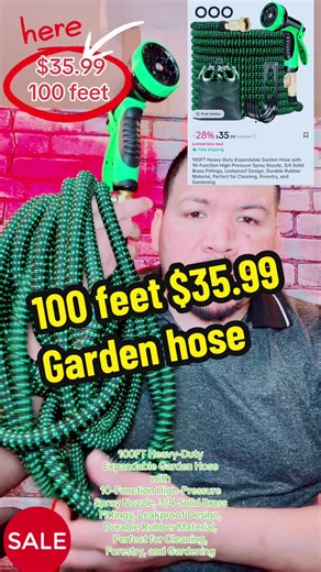 100FT Heavy-Duty Expandable Garden Hose with 10-Function High-Pressure Spray Nozzle, 3/4 Solid Brass Fittings, Leakproof Design, Durable Rubber Material, Perfect for Cleaning, Forestry, and Gardening #gardenhose #mangueras #spring #creatorsearchinsights2026
