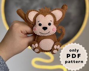 Monkey Felt Pattern - Baby Monkey for Hand Sewing From Felt - Safari Toy for Baby Made of Felt PDF - Etsy UK