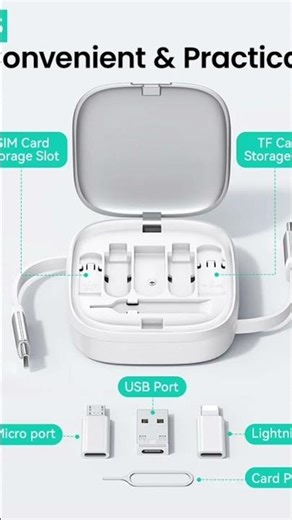 Usams SJ650 6-in-1 60W Fast Charging Multi-Functional Cable Box Retractable Charging Cable Type-C