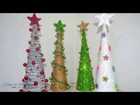 4 Pinos navideños hechos con cartón. Navidad 2019. Manualidades fáciles.