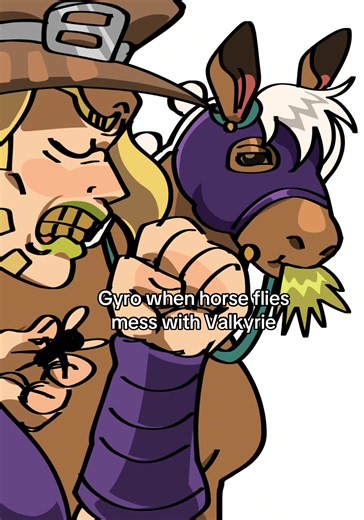 “Don’t mess with mah horses boy” Lowkey headcanon gyro as a redneck… LMAO. Someone give him the flamingo avatar build and overalls. #sbr #gyro #gyrozeppeli #steelballrun #jojomeme