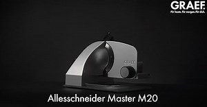 GRAEF. Master M20 - Elektrischer Allesschneider, Made in Germany, Vollstahlmesser Ø 170 mm für feinste Schnitte, Schnittstärke 0-20 mm, Kondensatormotor 170 W, Vollmetall, Schneidemaschine, Silber