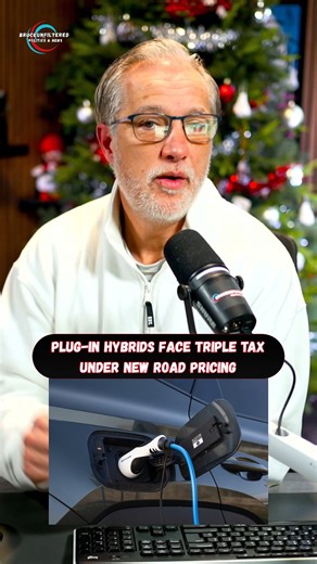 Plug-in hybrid drivers face fuel duty, VAT, VED and pay-per-mile charges. From 2028, cars with a plug could cost more per mile than petrol or diesel. This policy raises serious questions. #UKDrivers #HybridCars #RoadPricing #CostOfLiving #TransportPolicy #ElectricVehicles | BruceUnfiltered