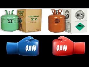 What is the difference between the refrigerant gases R22 and R407C used in air conditioning?