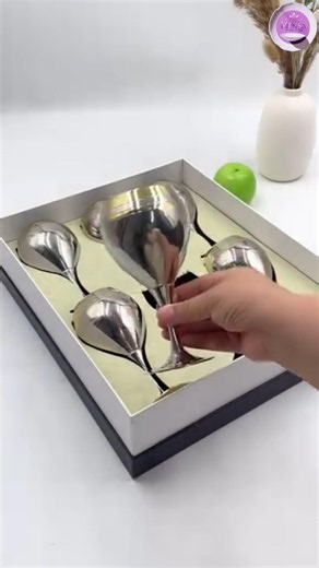 Luxury Stainless Steel Goblet Set | Premium Silver Wine Glass Set ✨🍷#kitchenware #viralvideo