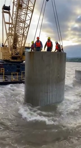 Workers Navigate Risk During Pillar Installation