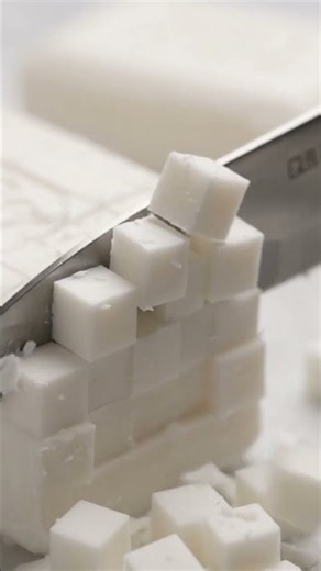 Knife cutting white soap cube ASMR