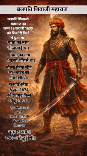 छत्रपति शिवाजी महाराज के बारे महत्वपूर्ण जानकारी in short view#chhatrapatishivajimaharaj#sivaji#gk