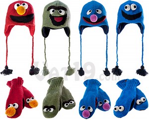 Sesame Street Knitted Hats and Mittens for Adults