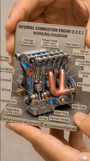 Internal Combustion Engine Explained in 60 Seconds 🔥 | Complete Engine Working Animation#CarEngine