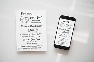 Dad's Diapers Invitation: Minimalist Baby Shower (digital Download) - Etsy