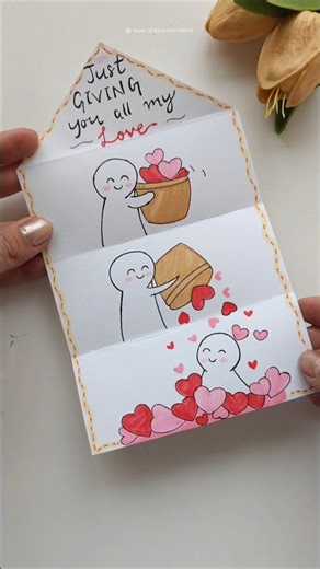 DIY Love Card Idea With Pouring Hearts 💝 #shorts #cardmaking #handmade