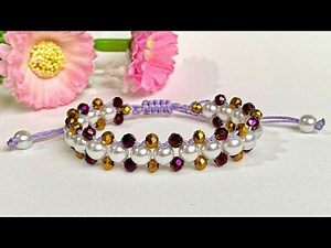 Pulsera de HILO con Perlas y Cristales/Rondelas 💎 Pulsera Fácil Paso a Paso.