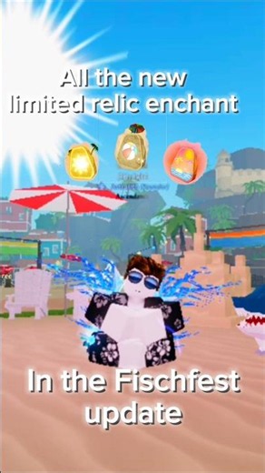 Every enchant from the 3 new limited relic in roblox fisch! 🐟🌅🪄 #roblox #fisch #gaming #gaming
