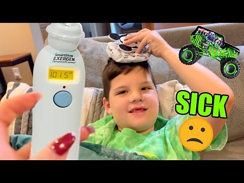 CALEB is SICK! KIDS Sick Day Morning Routine with Monster Trucks in Our House
