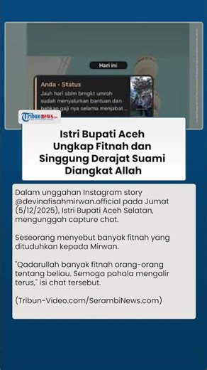 Istri Bupati Aceh Bikin Story di Medsos, Bela Suaminya yang Umrah di Tengah Bencana Banyak Fitnah