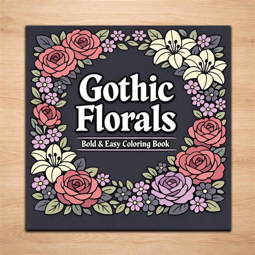 Gothic Florals Coloring Pages – 20 Elegant & Moody Floral Line Art Designs - Etsy
