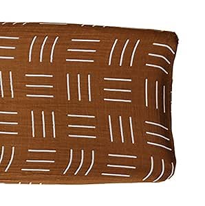Mebie Baby Changing Pad Cover, Mustard Mudcloth, 100% Muslin Cotton Changing Table Pad Cover for Baby Boy and Girl, Designer Nursery Decor Covers, Diaper Changing Pad Cover for Changing Station