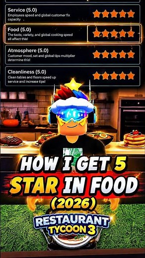 How To Get 5 Stars In Food Fast! | Restaurant Tycoon 3 ⭐