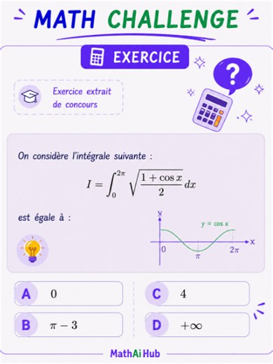 Résoudre cette intégrale trigonométrique – Solution complète et explicative Dans cette vidéo, je vous montre comment calculer une intégrale classique impliquant une racine carrée et une fonction cosinus #الرياضيات #TikTokCreatorSearchInsightsIncentive #Maths #marocaine🇲🇦 #Astuces #Exercice