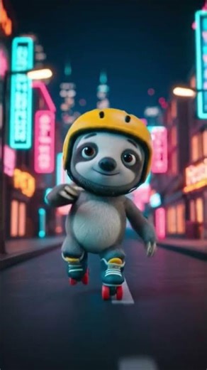 cute sloth baby skating on the road #funny #funnyexpression #cartoon #viralvideo #cartoons #viral