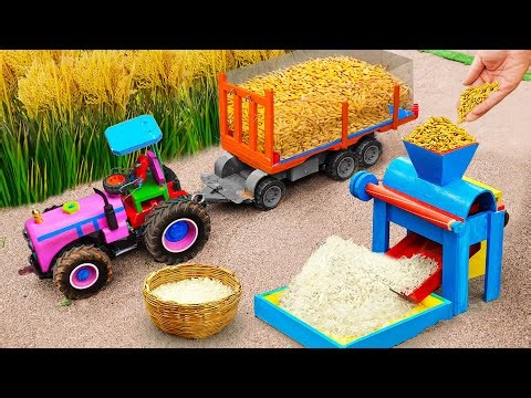 DIY Mini Tractor | Harvesting 1000kg of Rice and Milling It into Rice Using a Rice Milling Machine