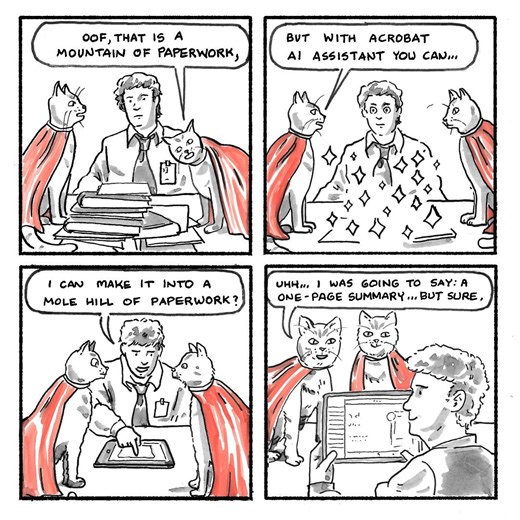 Proof that AI Assistant (and two helpful Acrocats) makes all the difference 👏 | Adobe Acrobat