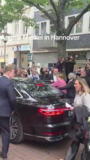 Angela Merkel gives an autograph session on Lister Meile in Hanover