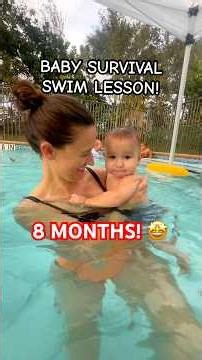 Teaching an 8-Month-Old Baby to Float & Submerge | Survival Swim Lesson