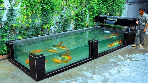 How to make a 3-sided glass outdoor fish tank
