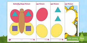 2D Shape Butterfly Cutting Skills Worksheets