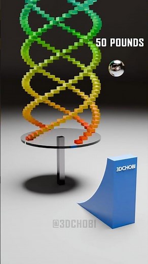 Unique Tall 30000 Colorful Cube Structure Free fall Satisfying Collapse by different weight impact