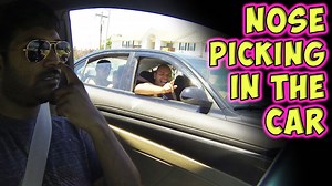 Drivers react to a gross nose picking car prank