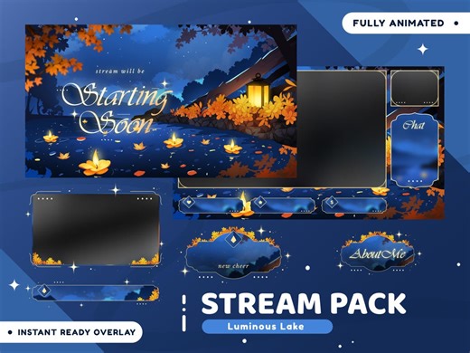 Luminous Lake Animated Stream Overlay Package for Twitch Bundle, Night Lake Stream, Candle Flower Stream, Water Lantern Stream, Calm Overlay - Etsy