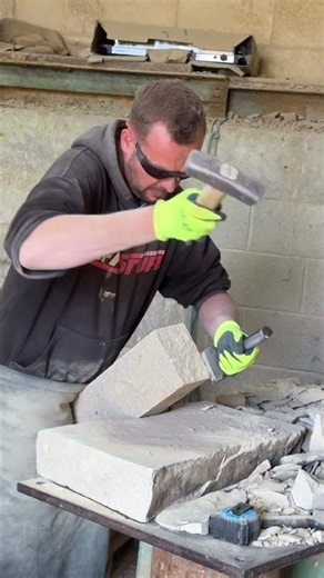 Cropping & dressing new stone #stonework #work #construction