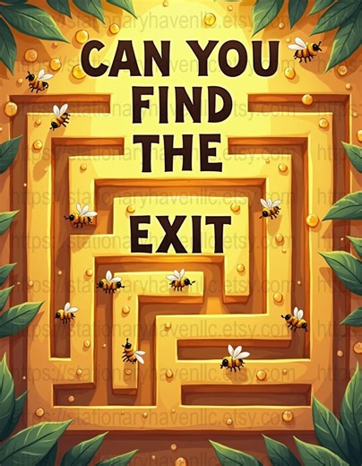 20 Easy Digital Mazes With Answer Key, Bee Maze Printable, Fun Activity, Kids Adults Maze Game, Digital Download, Solve the Maze - Etsy