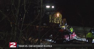 Train, car crash in Utica
