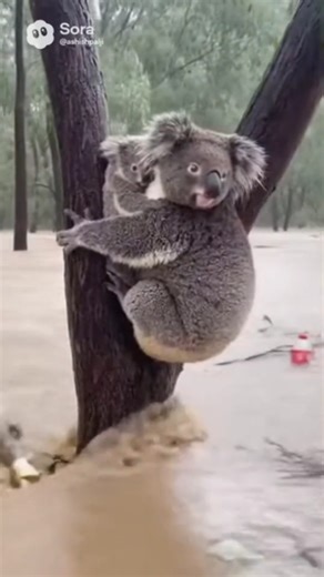 Unbelievable! Stranded Koala Reaches for Rescuer in Massive Flood #koala #rescue #shorts